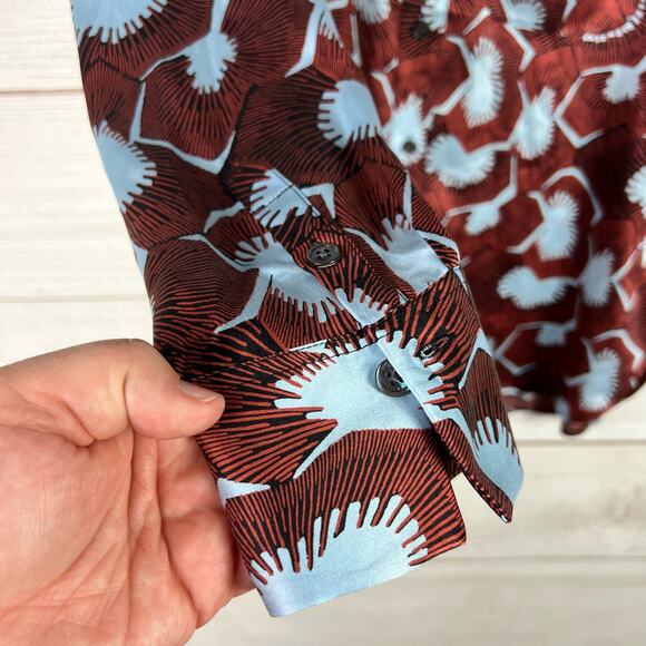 Equipment Plus Size Bradner Print 100% Silk Button Front Blouse Size 0X - Picture 5 of 8
